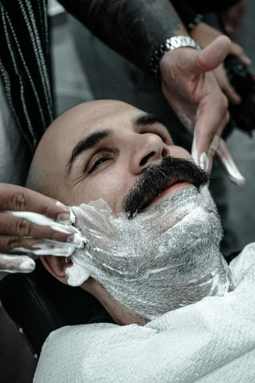 Hot towel straight razor shave