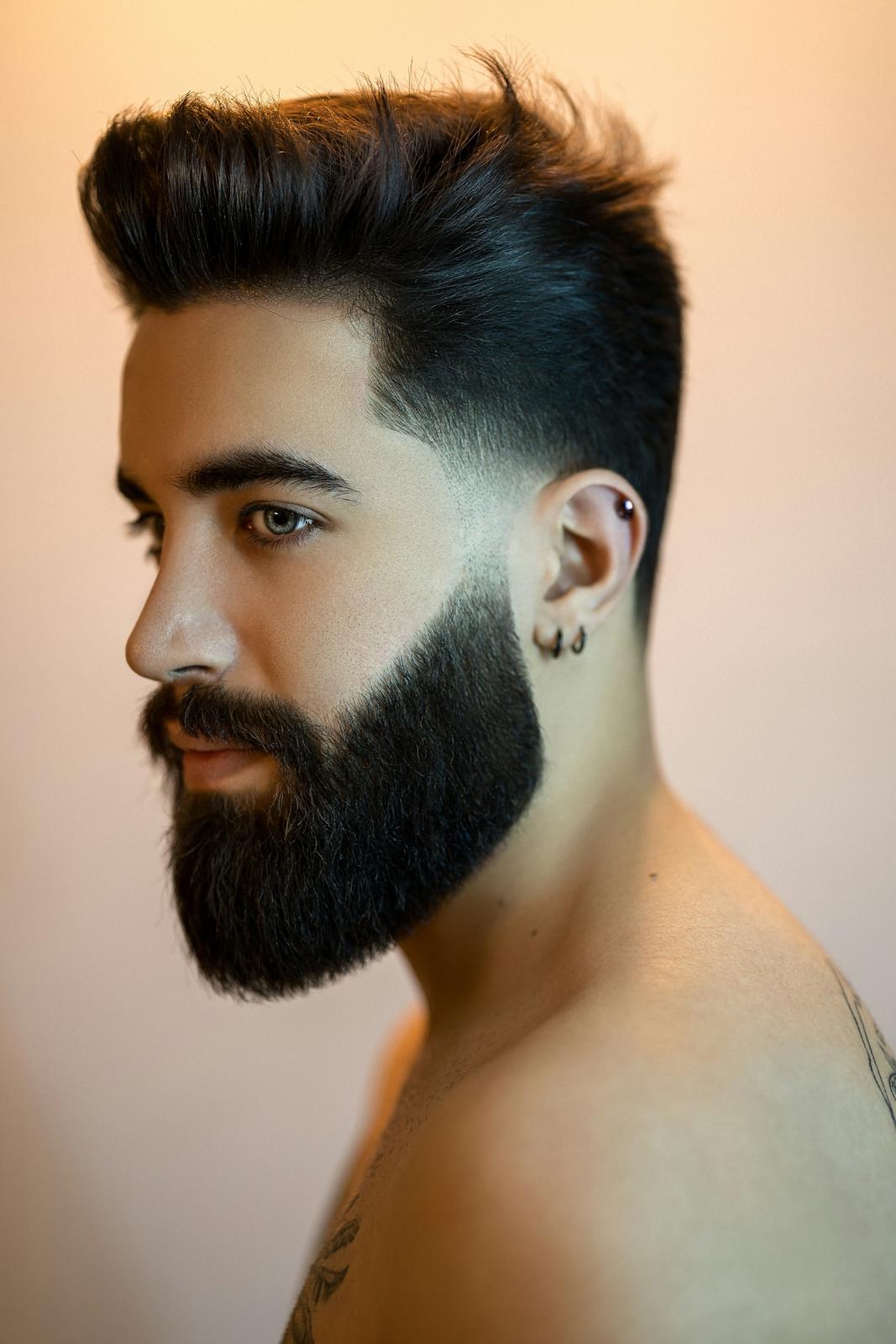 Textured quiff with a mid fade